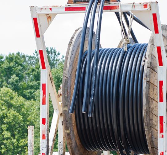 Fiber cable on reel