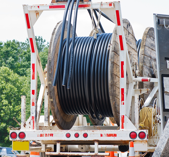 Fiber cable on reel
